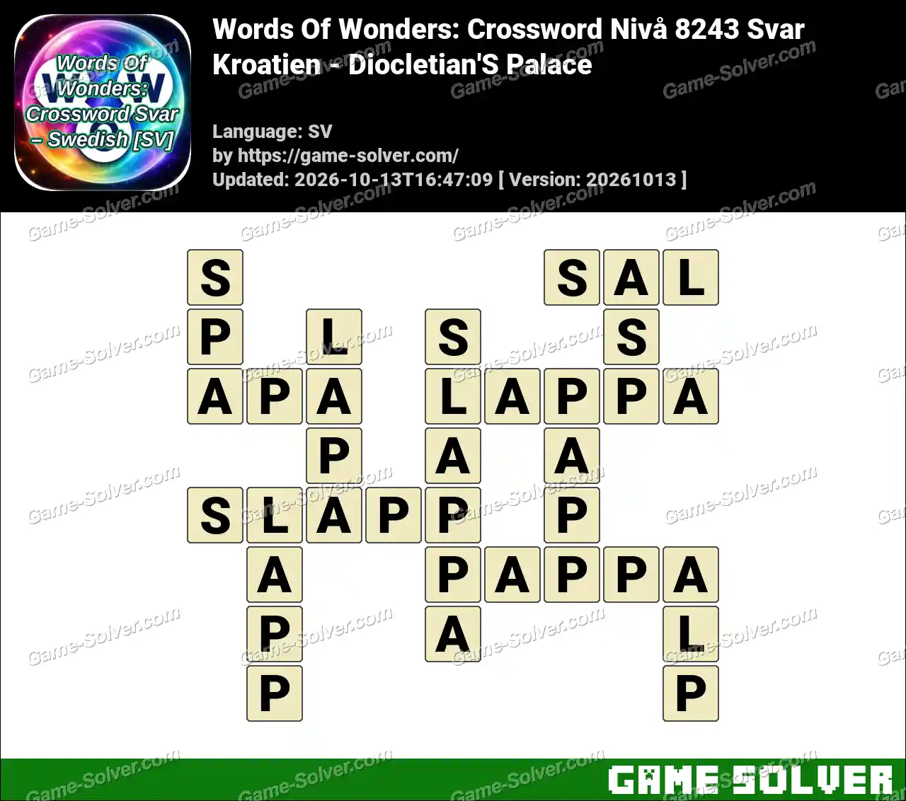 Words Of Wonders: Crossword Nivå 8243 Svar – Kroatien – Diocletian’S Palace